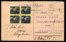 NAGYKUTAS 1945.08. Infla Levlap, Szovjet Cenzúrával Szombathelyre Küldve  /  Infla P.card Soviet Cens. To Szombathely - Lettres & Documents