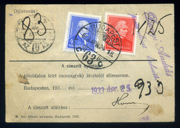 BUDAPEST 1933. Helyi Csomagszállító Arcképek Bélyegekkel  /  Local Parcel P.card Portraits Stamps - Lettres & Documents