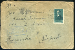 HÁRSFALVA 1941. Ajánlott Levél, Kétnyelvű Postaügynökségi Bélyegzéssel New Yorkba  Küldve, Ritka Darab!  /  Reg. Letter  - Lettres & Documents