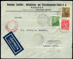 BUDAPEST1939. Budafok, Céges Légi Levél Egyiptomba Küldve  /  Budafok Corp. Airmail Letter To Egypt - Lettres & Documents
