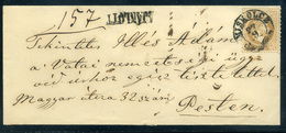 MISKOLC 1868. Ajánlott 15Kr-os Levél Pestre Külédve  /  Reg. 15 Kr Letter To Pest - Oblitérés