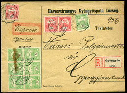 GYÖNGYÖS GYÖNGYÖSPATA 1914. Expressz Ajánlott Levél Gyergyószentmiklósra Küldve  /  Express Reg. Letter To Gyergyószentm - Gebruikt