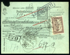 BUDAPEST 1922. Díjjegyes Postautalvány Céglyukasztásos Bélyeggel Ludányba Küldve  /  Stationery Postal Money Order Corp. - Brieven En Documenten