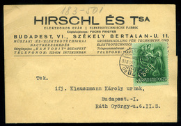 BUDAPEST 1938. Hirschl és Tsa Céges Levlap, Céglyukasztásos Bélyeggel  /  Hirschl And Partner Corp. P.card Corp. Punched - Covers & Documents