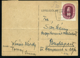 TORVAJ 1948. Levlap Postaügynökségi Bélyegzéssel  /  P.card Postal Agency Pmk - Lettres & Documents