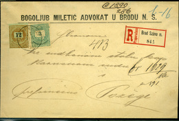 BROD 1891. Szép Ajánlott Levél 12Kr + 3kr  Pozegára Küldve  /  Nice Reg. Letter 12Kr + 3 Kr To Pozega - Oblitérés