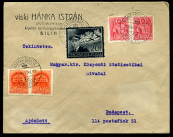 BILIN 1942. Ajánlott Levél, Magyar Királyi Mozgóposta Bélyegzéssel Budapestre Küldve  /  Reg. Letter Hun. Roy. TPO Pmk T - Covers & Documents