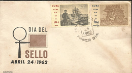 V) 1962 CARIBBEAN, STAMP DAY, 1st WEST INDIES PACKET, BLACK CANCELLATION, PAIR, FDC - Lettres & Documents