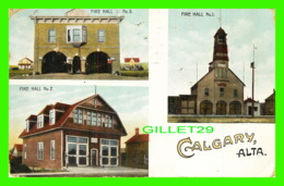 CALGARY, ALBERTA - 3 MULTIVUES - FIRE HALL No 1-2-3- - TRAVEL  IN 1909 - THE ROYAL CURIO & NEWS CO - - Calgary