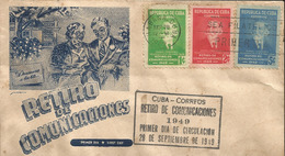 V) 1949 CARIBBEAN, COMMUNICATIONS WITHDRAWAL, OVER PRINT, BLACK CANCELLATION, WITH SLOGAN CANCELLATION, FDC - Lettres & Documents