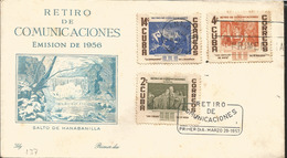 V) 1957 CARIBBEAN, COMMUNICATION WITHDRAWAL, BLACK CANCELATION, OVERPTINT IN BLACK, FDC - Lettres & Documents
