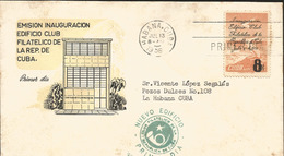 V) 1956 CARIBBEAN, INAUGURATION PHILATELIC CLUB BUILDING OF THE REPUBLIC OF CUBA, BLUE CANCELLATION, OVERPRINT IN BLACK, - Briefe U. Dokumente