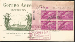 V) 1954 CARIBBEAN, SUGAR INDUSTRY, RED CANCELATION, WITH SOLAGAN CANCELATION, OVER PRINT IN BLACK, FDC - Briefe U. Dokumente