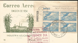 V) 1954 CARIBBEAN, SUGAR INDUSTRY, RED CANCELATION, WITH SOLAGAN CANCELATION, OVER PRINT, FDC - Briefe U. Dokumente