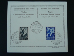 Feuillet FDC Fondation Musique Reine Elisabeth Belgique 1937 - ....-1951