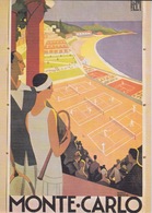 CPM MONACO - COURS DE TENIS A MONTE CARLO - REPRO ANCIENNE AFFICHE - Collezioni & Lotti