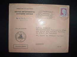 LETTRE TP M. DE DECARIS 0,25 OBL.MEC.11-10 1962 MULHOUSE GARE HAUT-RHIN (68) PREFECTURE SERVICE D'HYGIENE SOCIALE - Otros & Sin Clasificación