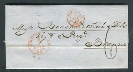 Pays Bas - Lettre Avec Texte De Amsterdam Pour La France En 1862 - Réf S7 - Storia Postale