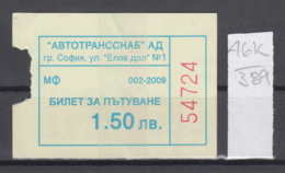 46K389 / 2009 - 1.50 Leva - BUS , Autotranssanab SOFIA , Ticket Billet , Bulgaria Bulgarie Bulgarien Bulgarije - Europa