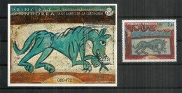 ANDORRA.  Le Lion De La Chapelle Saint Martin De La Cortinada., émission B-F And.Esp. + Timbre And.Fr. Neufs ** - Unused Stamps