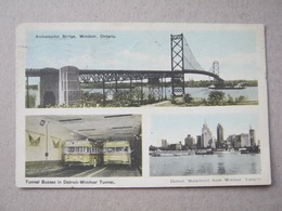 CANADA - Windsor - Ambassador Bridge / Tunnel Busses In Detroit / Detroit Waterfront From Windsor - Windsor