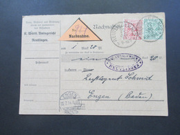 AD Württemberg 1914 Nachnahme Karte Mit Klebezettel Nr. 414 Nachnahme. Amtsgericht Reutlingen - Engen (Baden) - Briefe U. Dokumente