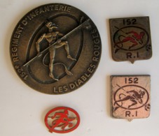 152° Régiment D’Infanterie LES DIABLES ROUGES -  Médaille, Ecus, Insigne. - Sonstige & Ohne Zuordnung