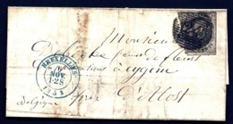 LETTRE ANCIENNE BELGIQUE- TIMBRE N° 6 BRUN FONCÉ- TAMPON ROND A LIGNES CHIFFRE 24- CAD BRUXELLES 1853- 3 SCANS - 1849-1865 Medallones (Otros)