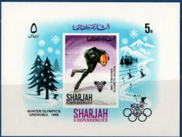 Sharjah 1968 - Olympic Games Grenoble - Speed Skating - Block Issue Imperforated MNH - Winter 1968: Grenoble