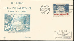 V) 1957 CARIBBEAN, COMMUNICATION WITHDRAWAL, HANABANILLA JUMP, BLACK CANCELATION, OVERPTINT IN BLACK, FDC - Lettres & Documents