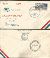 V) 1960 CARIBBEAN, CANCELED IN FLIGHT, HAVANA-SANTIAGO, AIRMAIL, BLACK CANCELLATION, WITH SLOGAN CANCELLATION, FDC - Briefe U. Dokumente