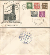 V) 1954 CARIBBEAN, COMMUNICATION WITHDRAWAL, OVERPRINT IN BLACK, BLUE CANCELLATION, FDC - Covers & Documents