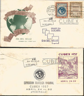 V) 1957 CARIBBEAN, CUBEX, STAMP DAY, OVERPRINT IN BLACK, WITH SLOGAN CANCELLATION, FDC - Lettres & Documents