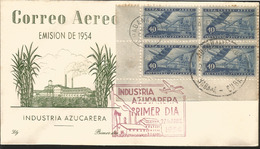 V) 1954 CARIBBEAN, SUGAR INDUSTRY, RED CANCELATION, WITH SOLAGAN CANCELATION, FDC - Lettres & Documents