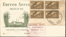 V) 1954 CARIBBEAN, SUGAR INDUSTRY, WITH SOLAGAN CANCELATION, RED CANCELATION, OVER PRINT, FDC - Lettres & Documents