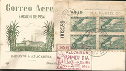 V) 1954 CARIBBEAN, SUGAR INDUSTRY, WITH SOLAGAN CANCELATION, RED CANCELATION, OVER PRINT IN BLACK, FDC - Lettres & Documents