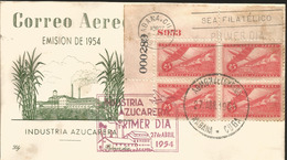 V) 1954 CARIBBEAN, SUGAR INDUSTRY, WITH SOLAGAN CANCELATION, RED CANCELATION, OVER PRINT IN BLACK, RED, FDC - Briefe U. Dokumente