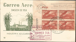 V) 1954 CARIBBEAN, SUGAR INDUSTRY, WITH SOLAGAN CANCELATION, RED CANCELATION, OVER PRINT IN BLACK, MULTIPLE STAMPS, FDC - Briefe U. Dokumente