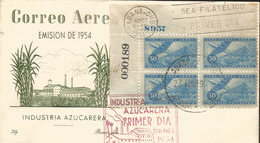 V) 1954 CARIBBEAN, SUGAR INDUSTRY, WITH SOLAGAN CANCELATION, RED CANCELATION, OVER PRINT IN BLACK, BLUE, FDC - Covers & Documents