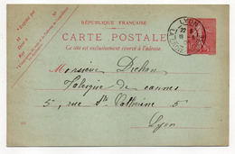 Entier Postal Semeuse Lignée ---n° 129 CP ( 601 ) -- LYON LA CROIX ROUSSE-69   Pour Lyon-69--cachets - Standard Postcards & Stamped On Demand (before 1995)