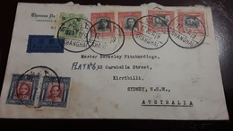 O) 1947 CIRCA - CHINA, DR SUN YAT-SEN, AIRMAIL  FROM SHANGHAI TO AUSTRALIA, XF - 1943-45 Shanghai & Nanjing