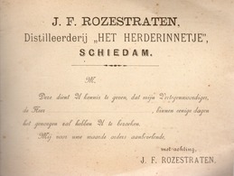 J. F. Rozestraten Distilleerderij Het Herderinnetje, Schiedam (Pays-Bas) - Carte Postale Ancienne Publicitaire - Schiedam