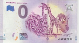 Billet Touristique 0 Euro Souvenir France 49 Bioparc Doué La Fontaine 2019-2 N°UEGW002036 - Essais Privés / Non-officiels