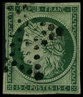 Oblit. N°2 15c Vert - B. - 1849-1850 Ceres