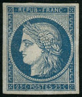 * N°4 25c Bleu, Signé Calves Et Brun - TB. - 1849-1850 Ceres