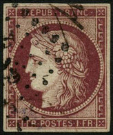 Oblit. N°6 1F  Carmin Foncé, Signé Brun - TB. - 1849-1850 Ceres