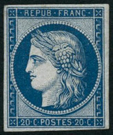 ** N°8F 20c Bleu, Réimp - TB - 1849-1850 Ceres