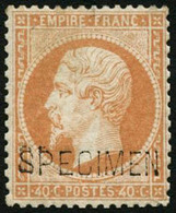 ** N°23d 40c Orange Surchargé Specimen, Signé Brun - TB - 1862 Napoléon III.
