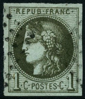 Oblit. N°39A 1c Olive R1 - TB. - 1870 Ausgabe Bordeaux