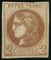 * N°40B 2c Brun-rouge R2 - TB - 1870 Bordeaux Printing